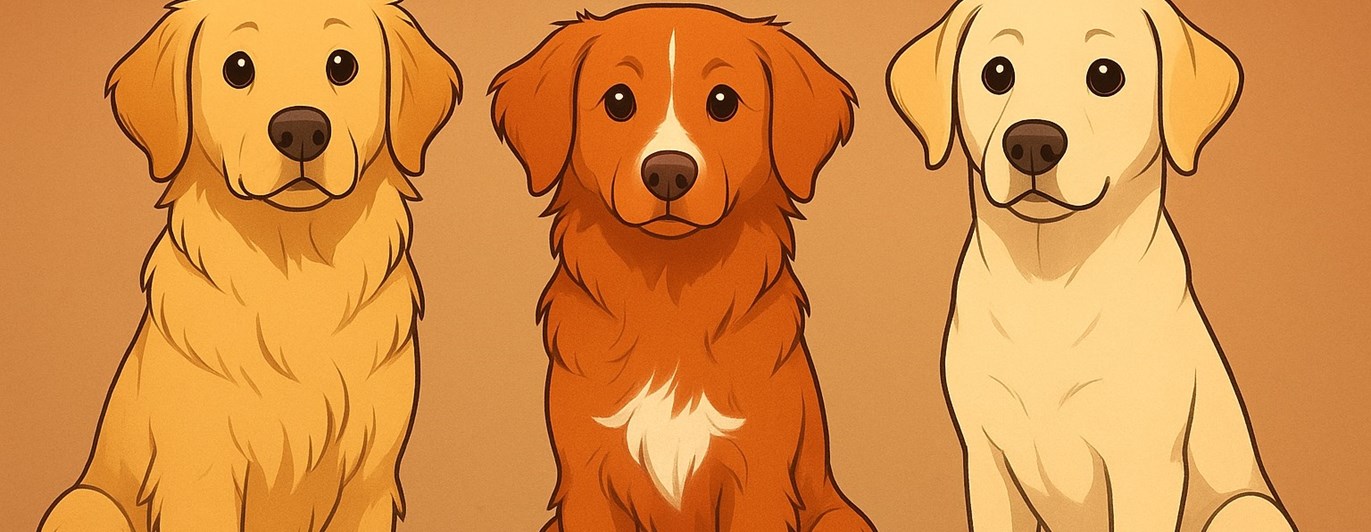 3 tecknade hundar på rad